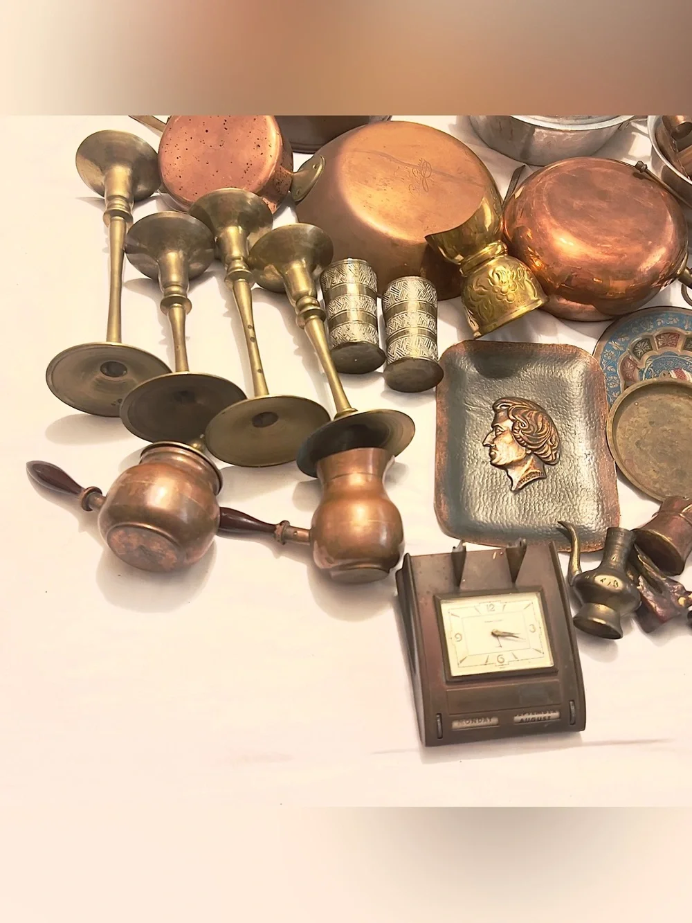 Vintage Antique Mixed Copper and Brass Decorative Kitchenware Set - Copper/Brass